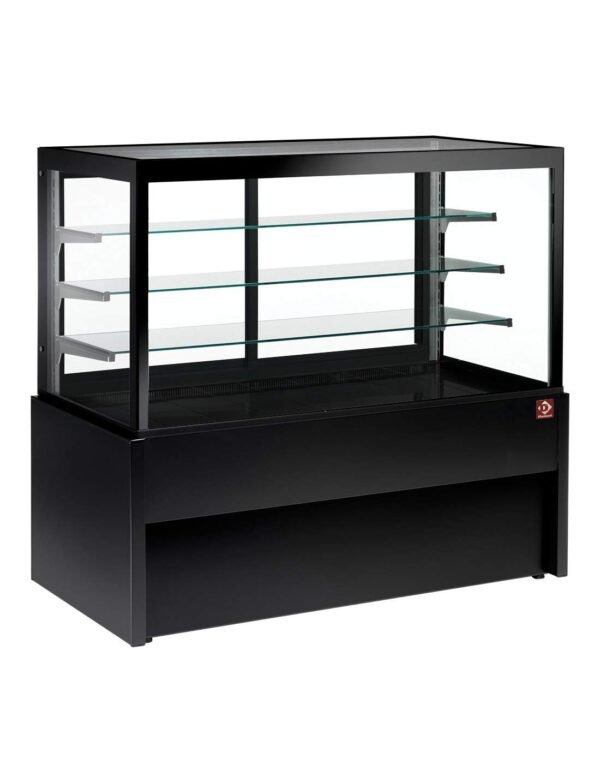 Comptoir vitrine panoramique, ventilé, 4 niveaux, sans réserve - NOIR