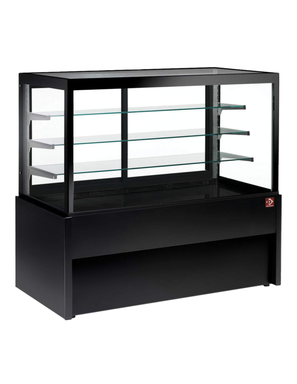 Comptoir vitrine panoramique, ventilé, 4 niveaux, sans réserve - NOIR